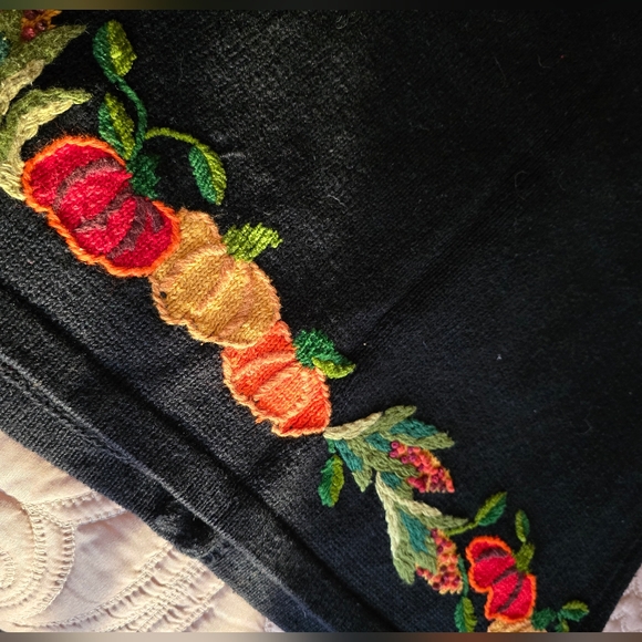 Holiday Black Turkey and Pumpkins Cardigan Sweater - Picture 5 of 10